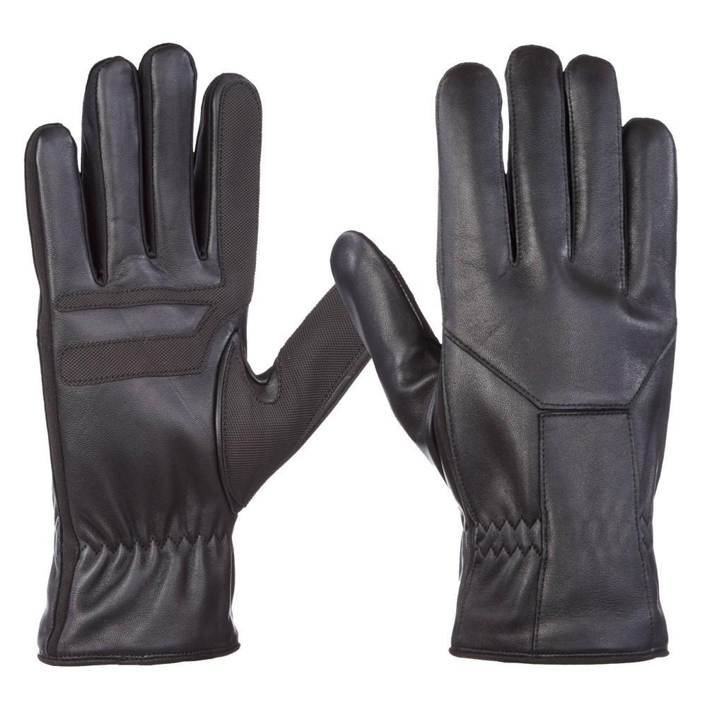 Isotoner Mens Faux Leather Gloves - Black XL Product Image