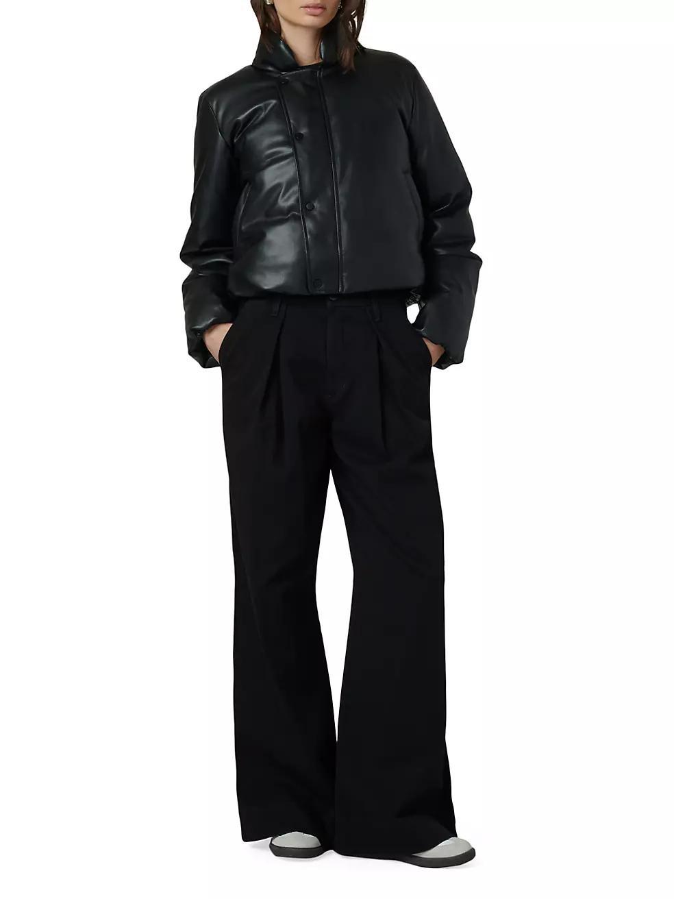 The Kiki Padded Faux Leather Bomber Jacket Product Image