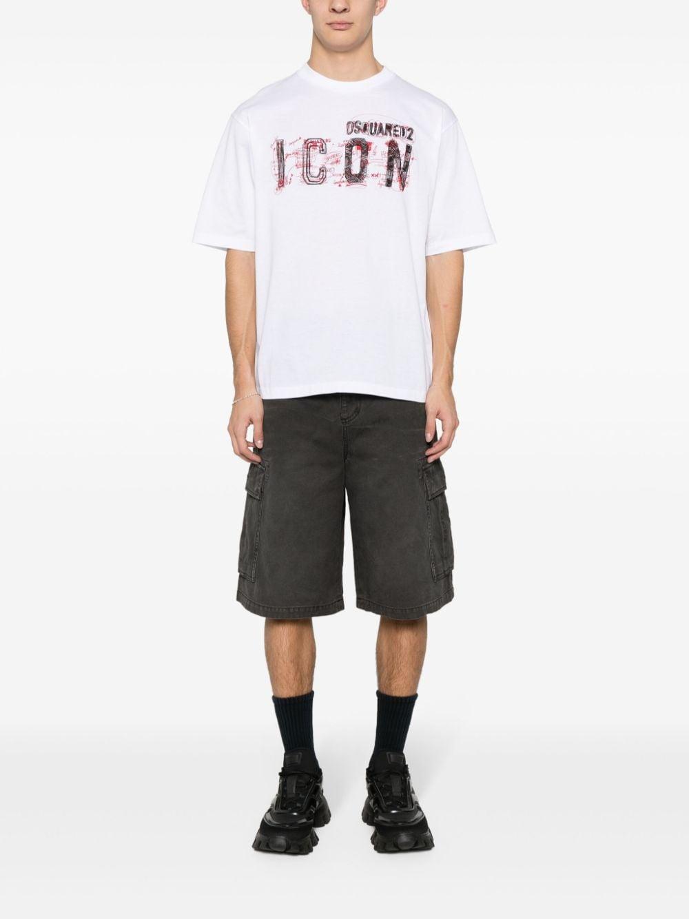 DSQUARED2 Be Icon Cotton T-shirt In Weiss Product Image