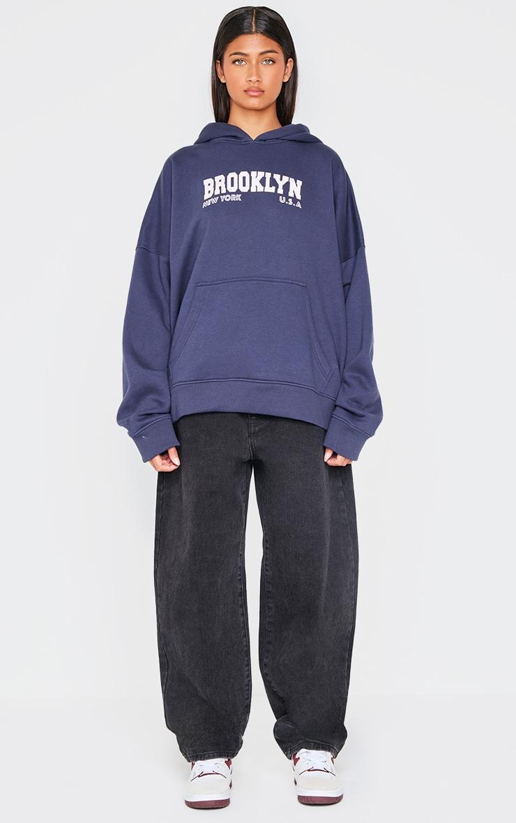 Navy Brooklyn Print Hoodie Product Image