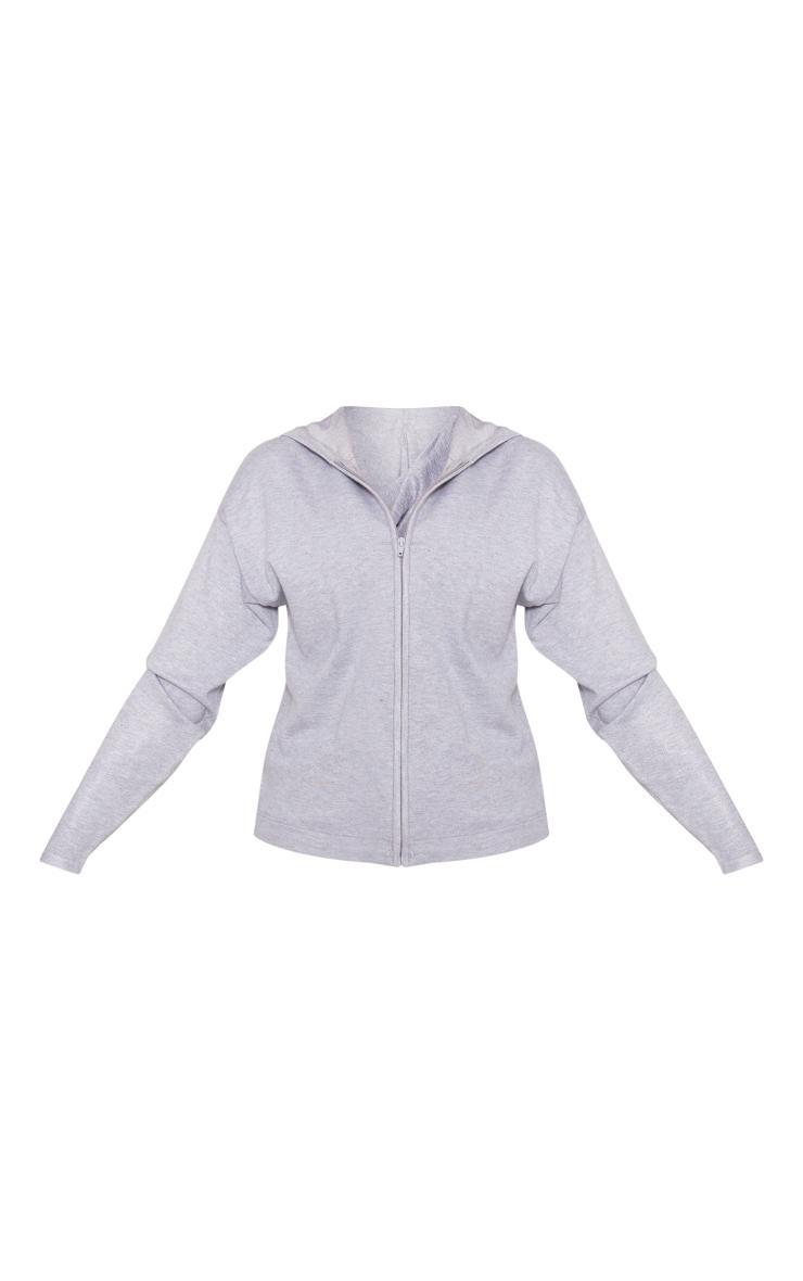 Grey Slouchy Zip Up Knit Cardigan Product Image