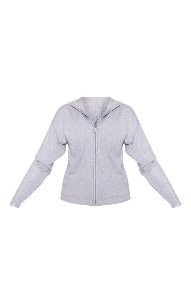 Grey Slouchy Zip Up Knit Cardigan Product Image