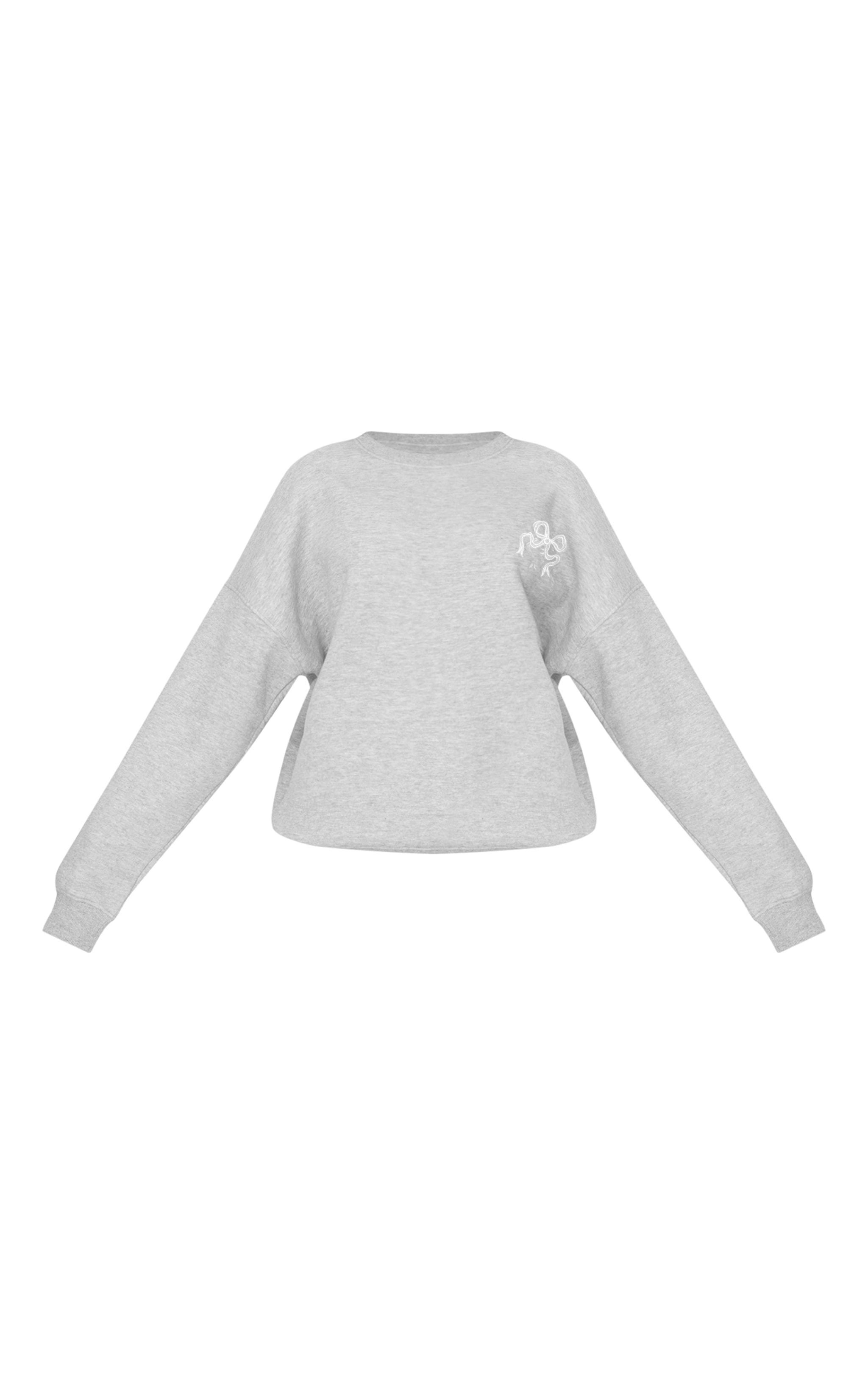 Petite Ash Grey Crew Neck Oversized Sweatshirt Product Image