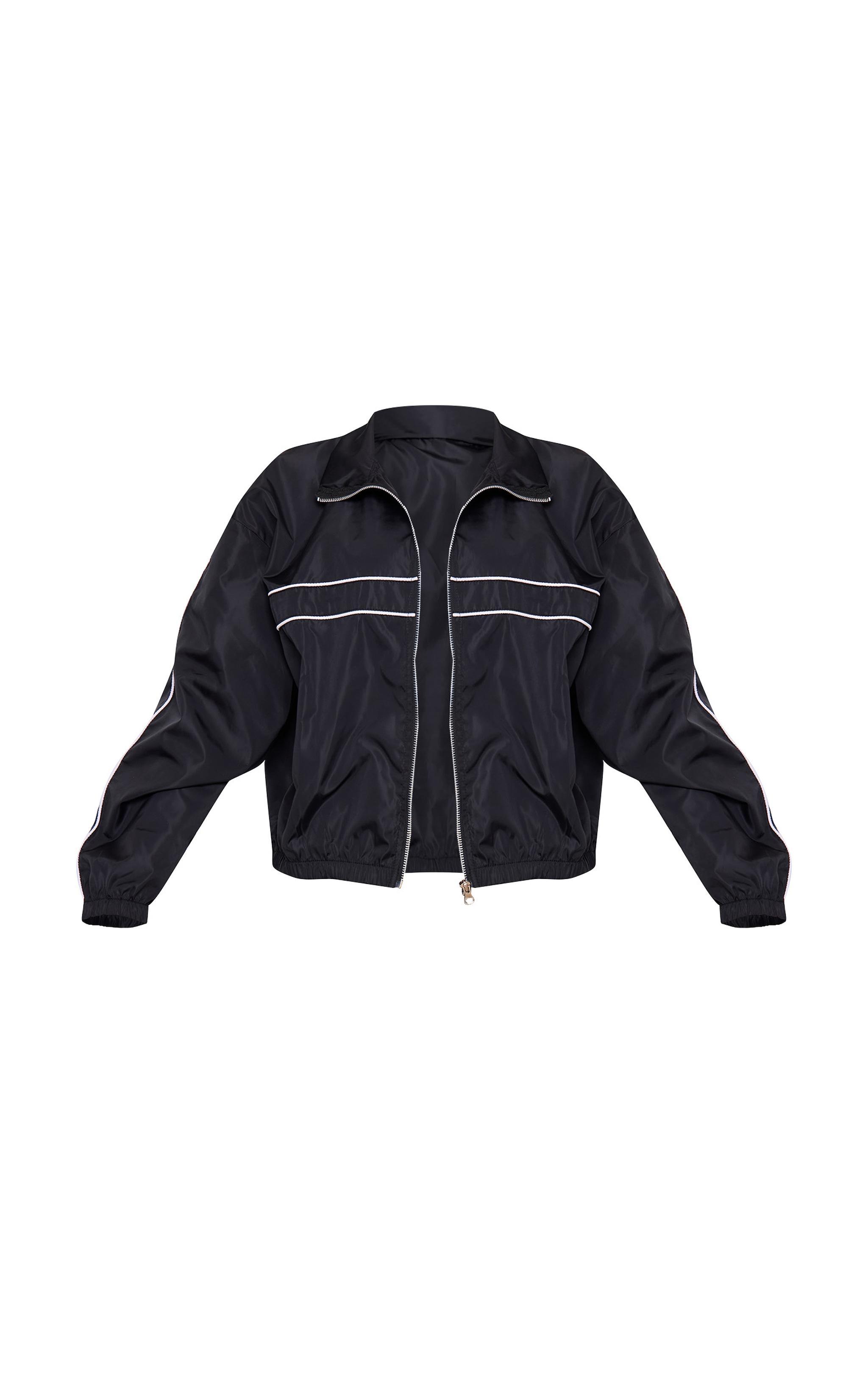 Petite Black Contrast Piping Shell Track Jacket Product Image