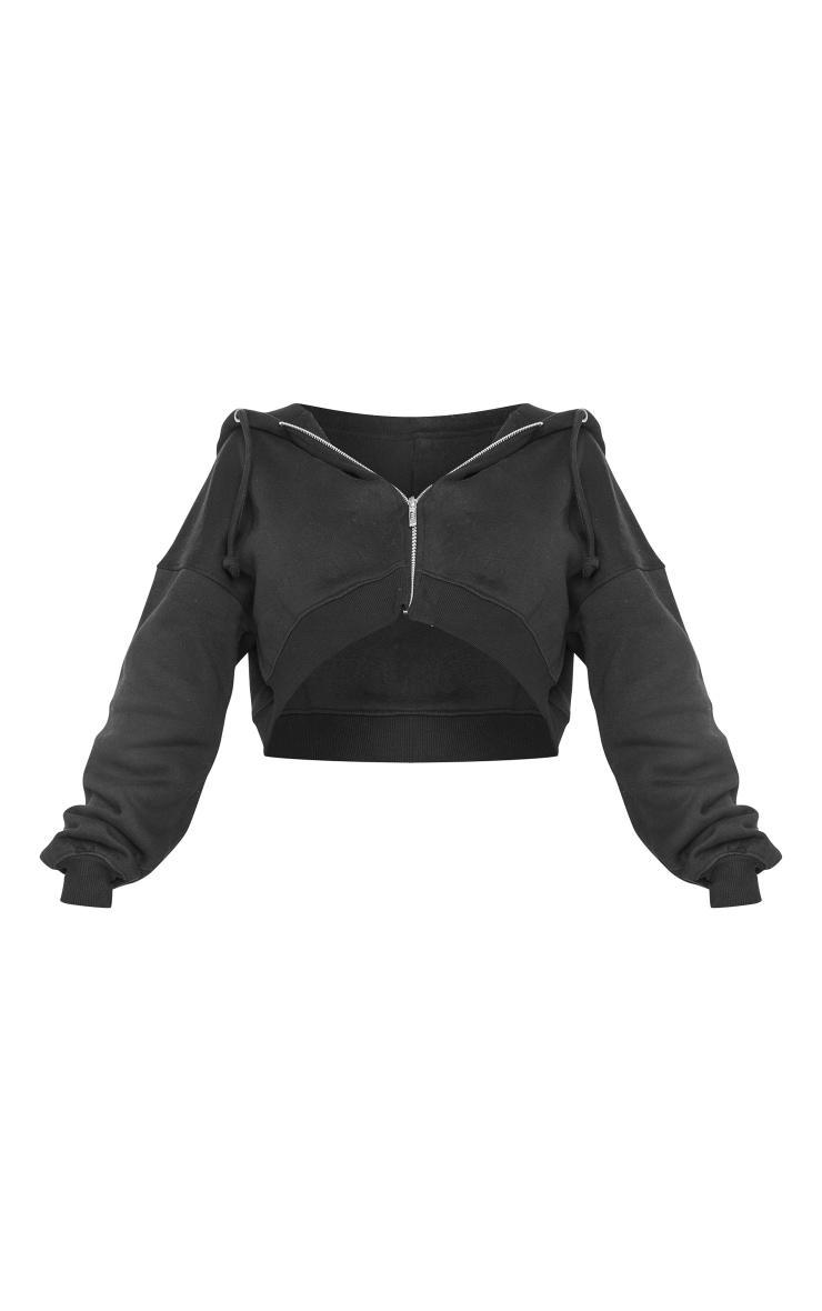 Shape Black Zip Front Long Sleeve Cropped Hoodie Product Image