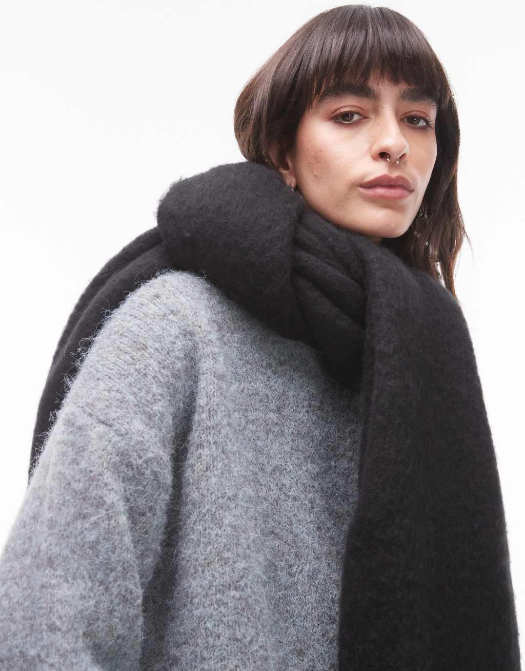 Topshop Sydney blanket scarf in black Product Image