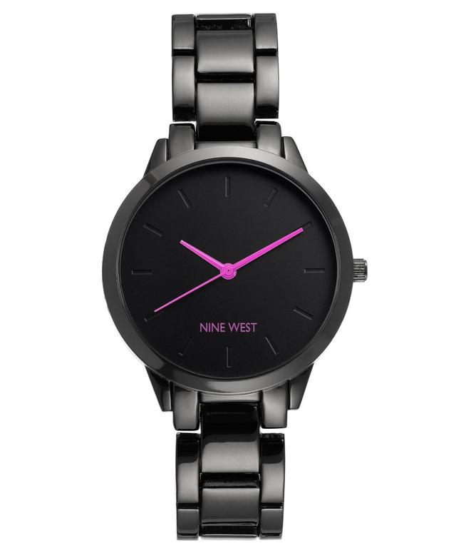 Nine West Womens Quartz Dark Gray Alloy Link Bracelet Watch, 36mm - Pink, Dark Gray Product Image