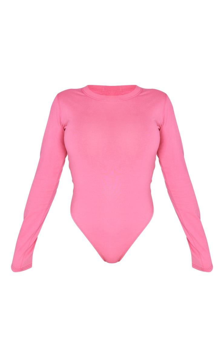 Shape Hot Pink Washed Cotton Long Sleeve Crew Neck Bodysuit Product Image