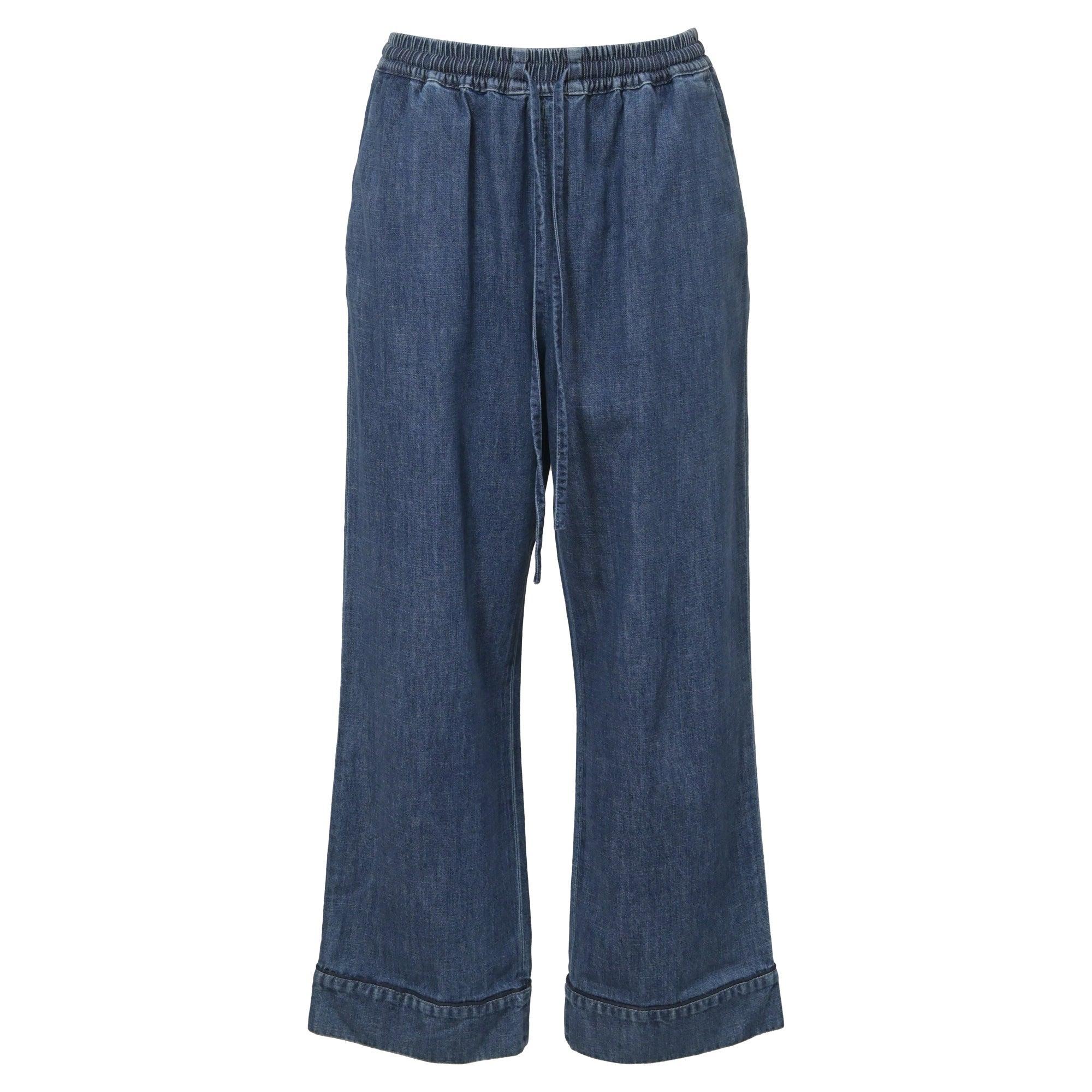 Drawstring Jeans In Blue Denim Product Image