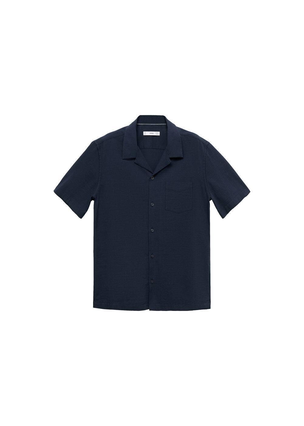 MANGO MAN - Regular-fit 100% seersucker cotton shirt dark navyMen Product Image