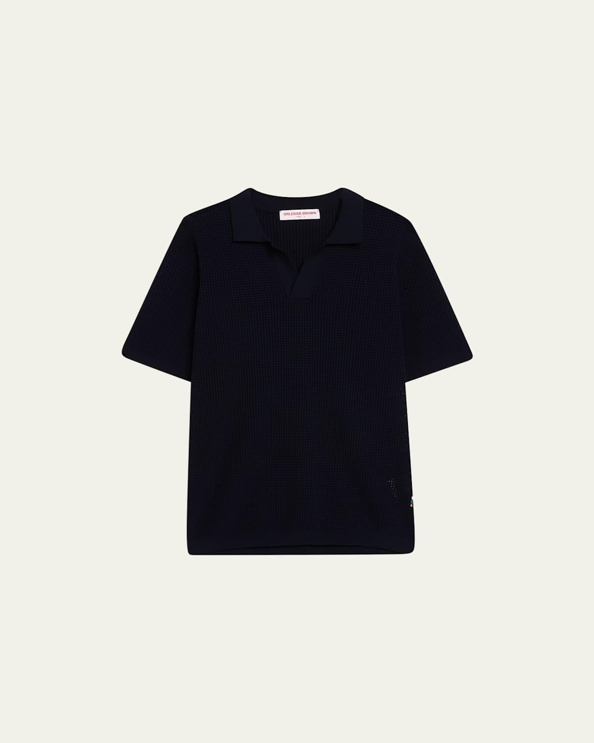 Mens Open-Mesh Stitch Polo Shirt Product Image