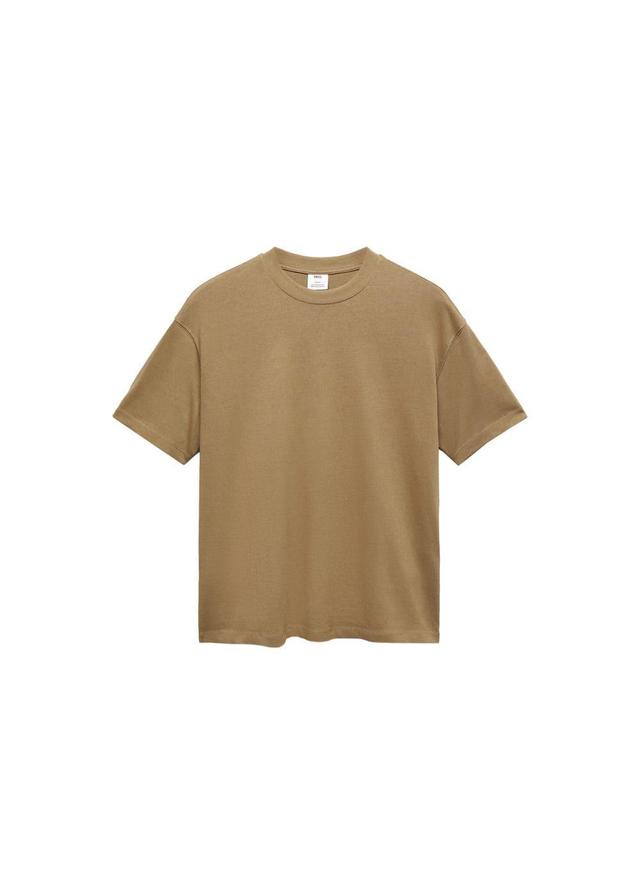 MANGO MAN - Basic 100% cotton relaxed-fit t-shirt medium brownMen Product Image