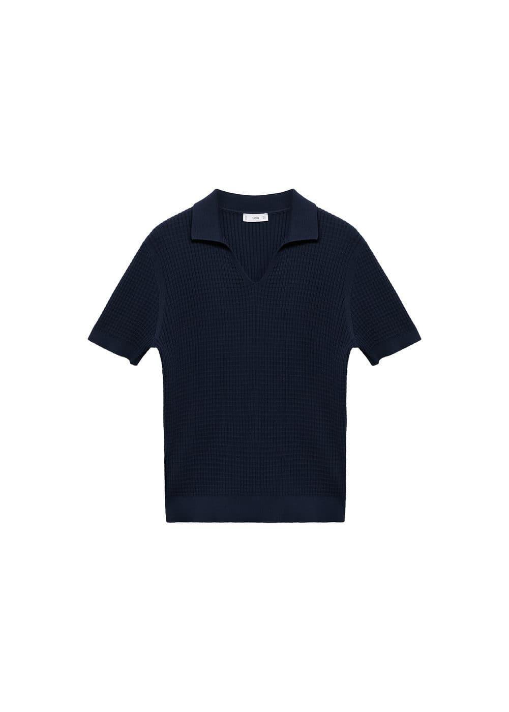 Mango Mens Ribbed Knit Polo Shirt Product Image