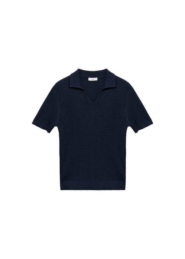 MANGO MAN - Ribbed knit polo shirt dark navyMen Product Image