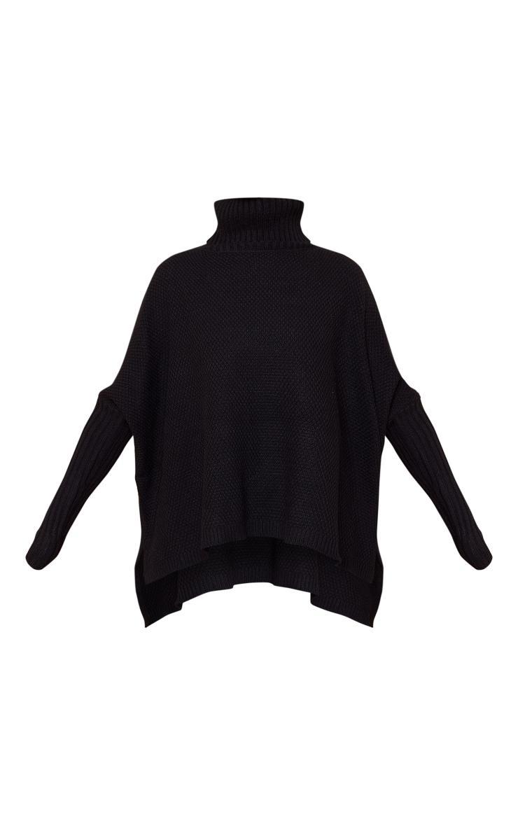 Petite Black Oversized Slouchy Knitted Sweater Product Image