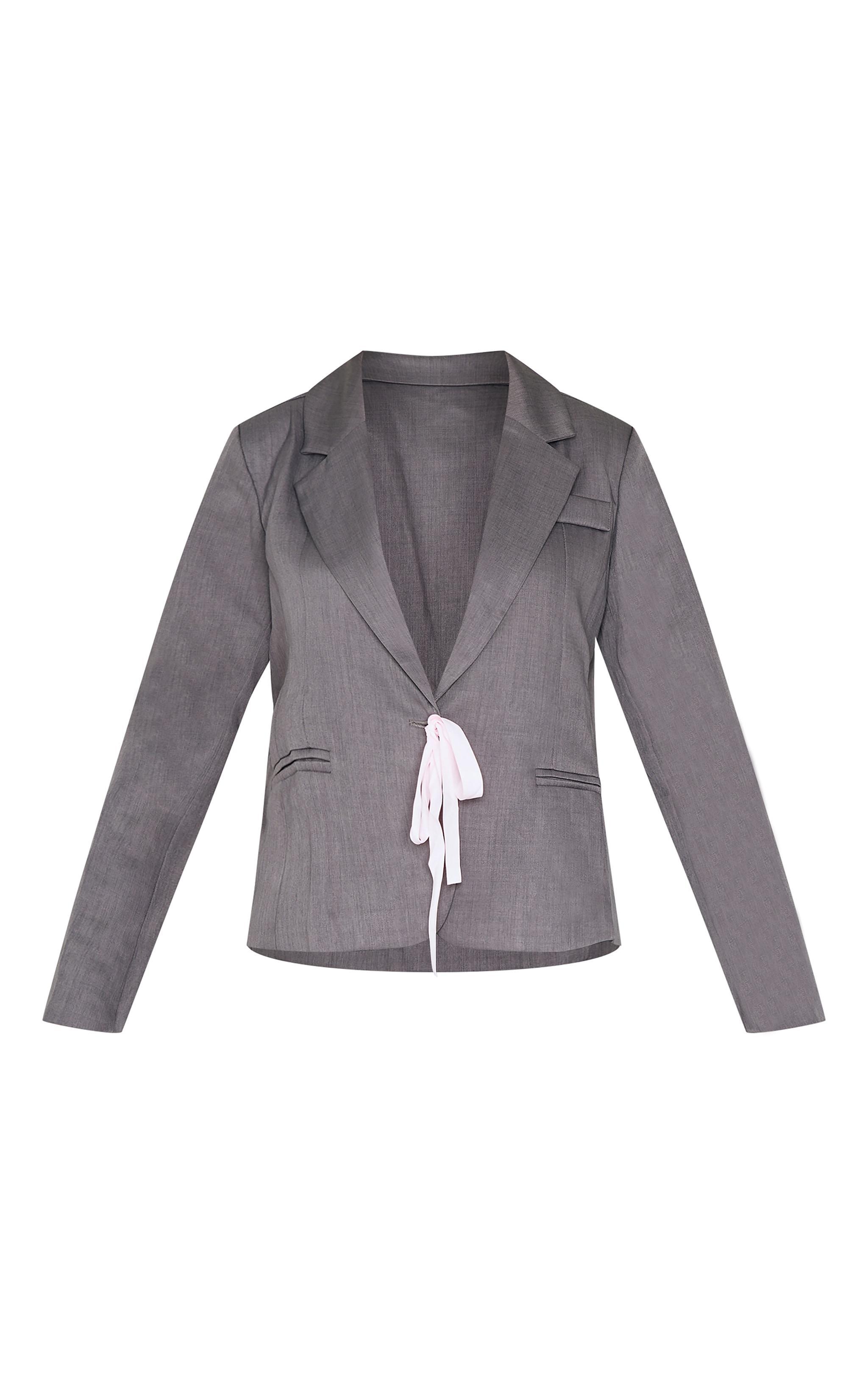 Grey Ribbon Detail Blazer Product Image