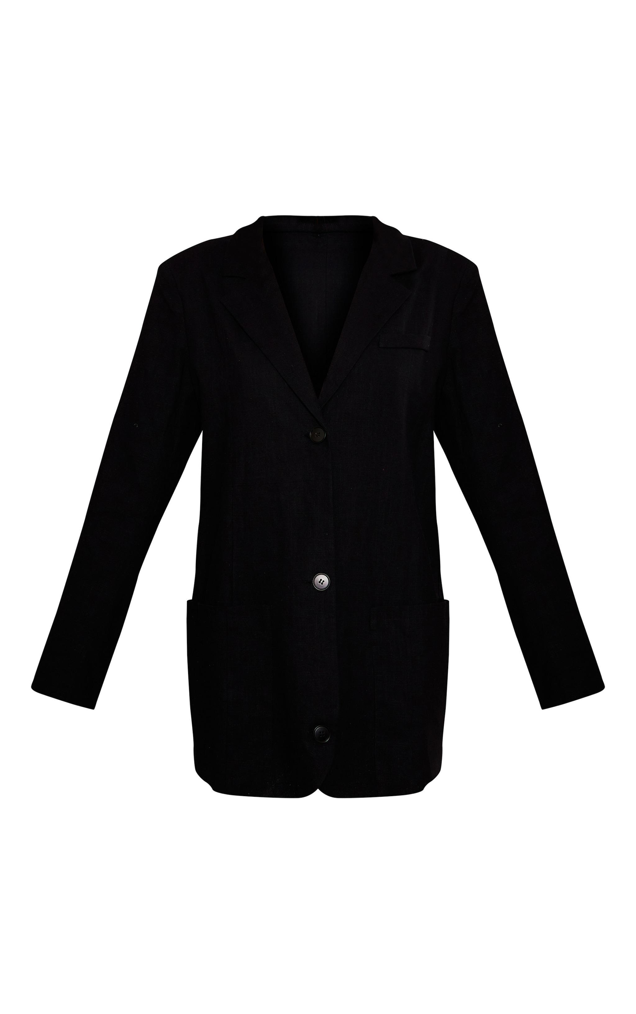 Shape Black Satin Corset Detail Blazer Dress Product Image