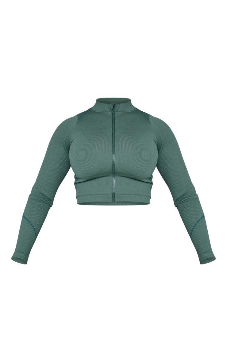 Shape Sea Green Branded Contrast Stitch Long Sleeve Gym Top Product Image