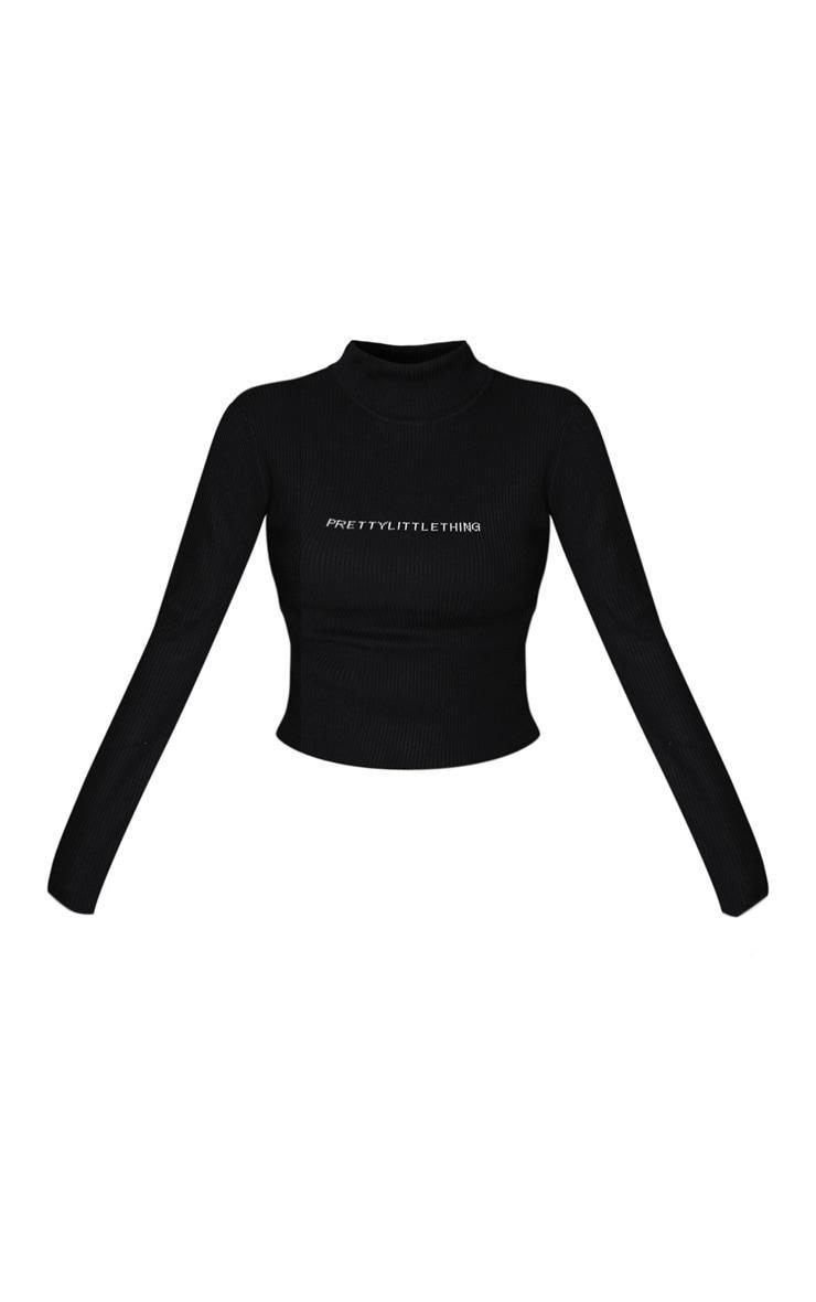 PRETTYLITTLETHING Black Roll Neck Ribbed Sweater Product Image