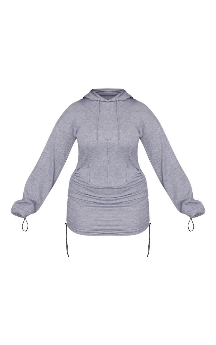 Shape Grey Marl Branded Corset Detail Hooded Sweater Dress Product Image