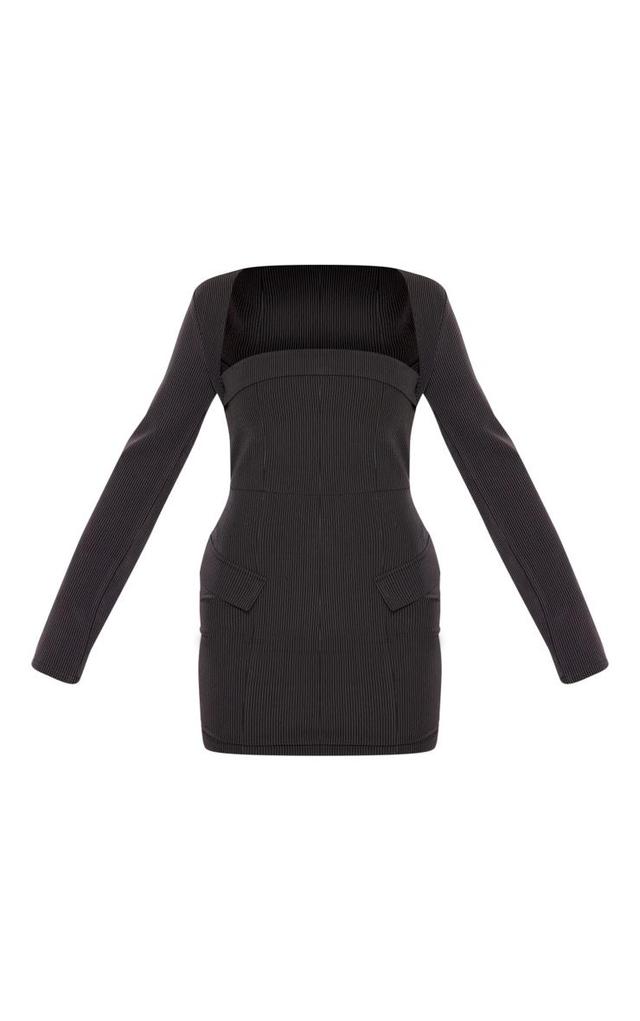 Black Rib Knit Open Back Mini Dress Product Image