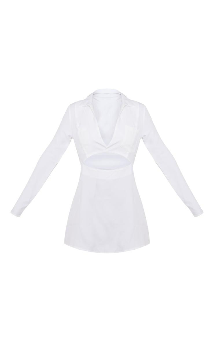 White Collar Detail Cut Out Bodycon Dress Product Image