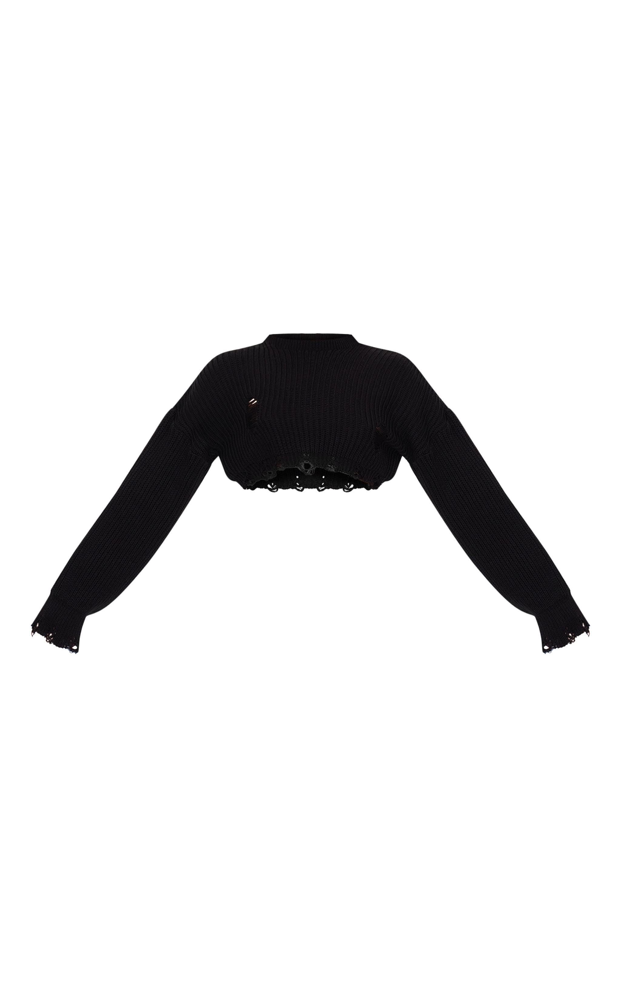 Black Boucle Knit Cut Out Chain Detail Top Product Image