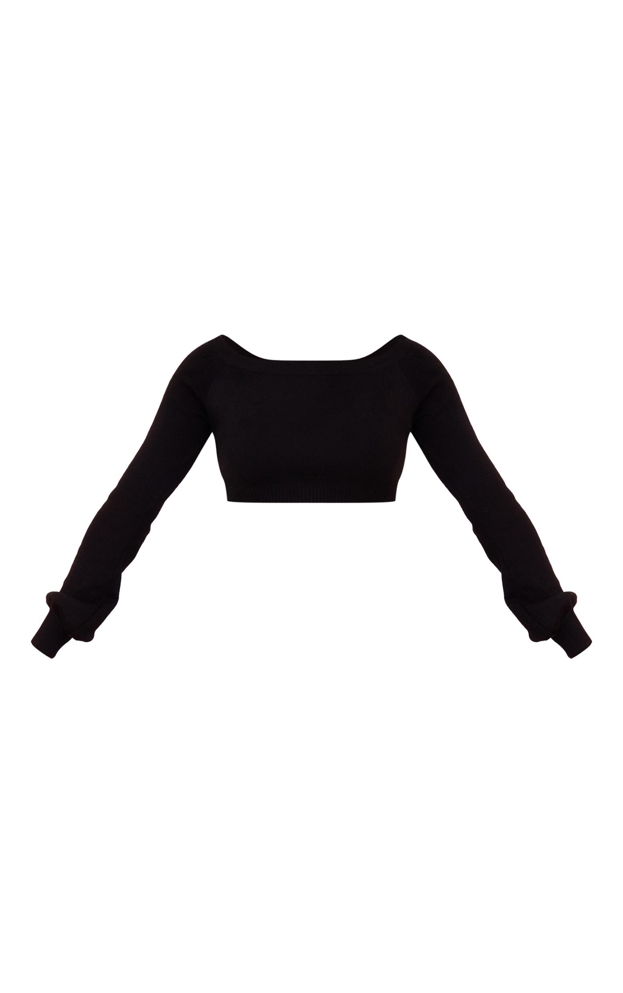 Black Rib Knit Crop Top Product Image