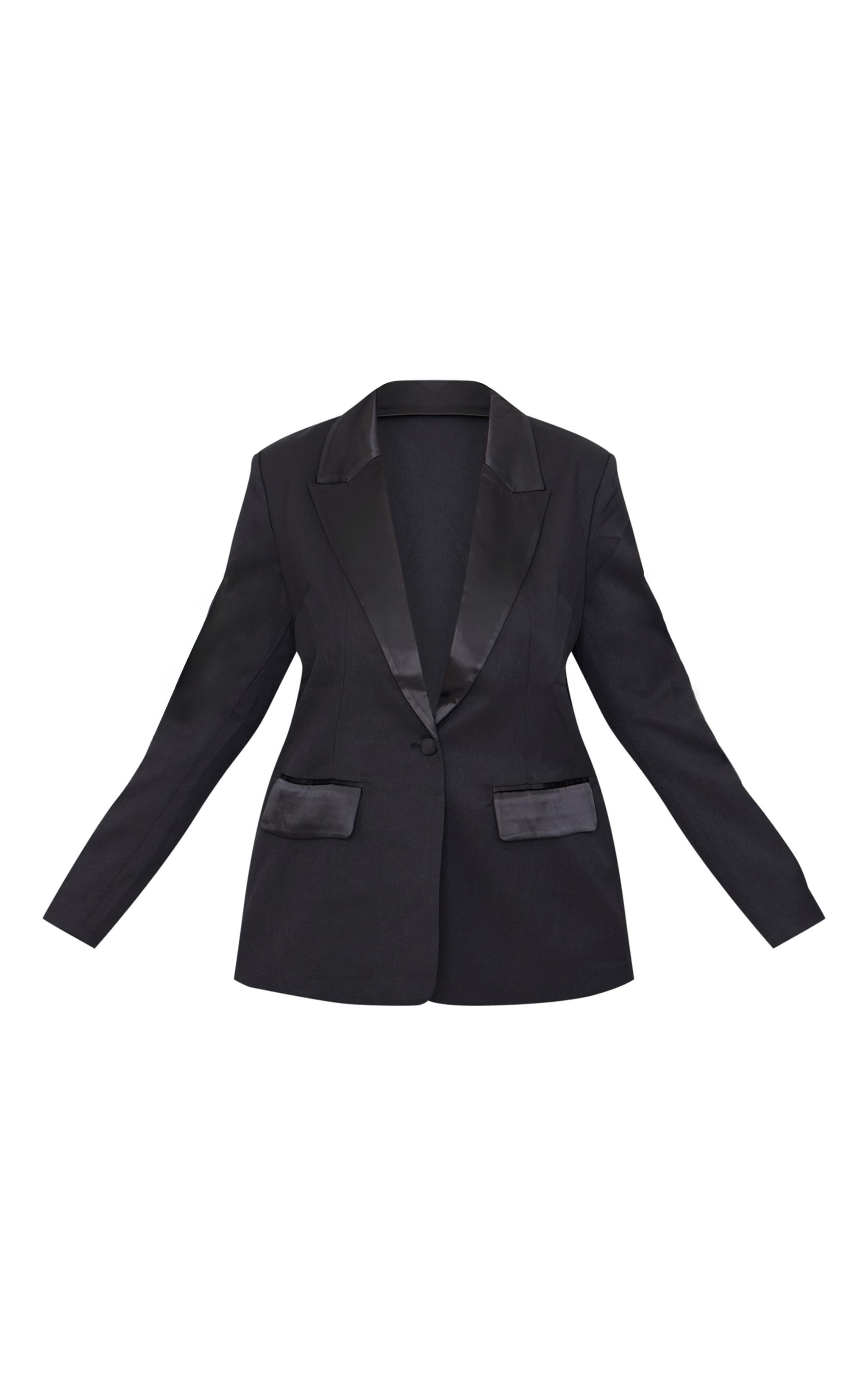 Plus Black Tuxedo Oversized Blazer Product Image