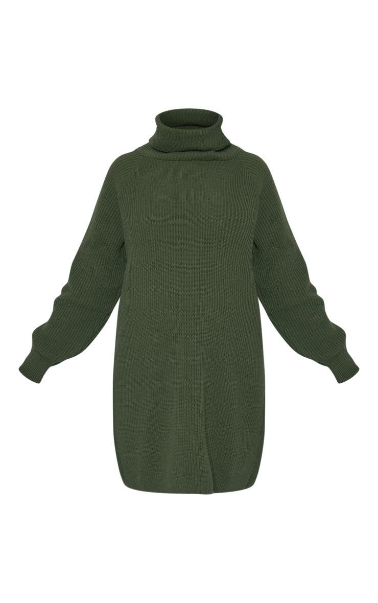 Maternity Olive Khaki High Neck Oversized Sweater Dress Product Image