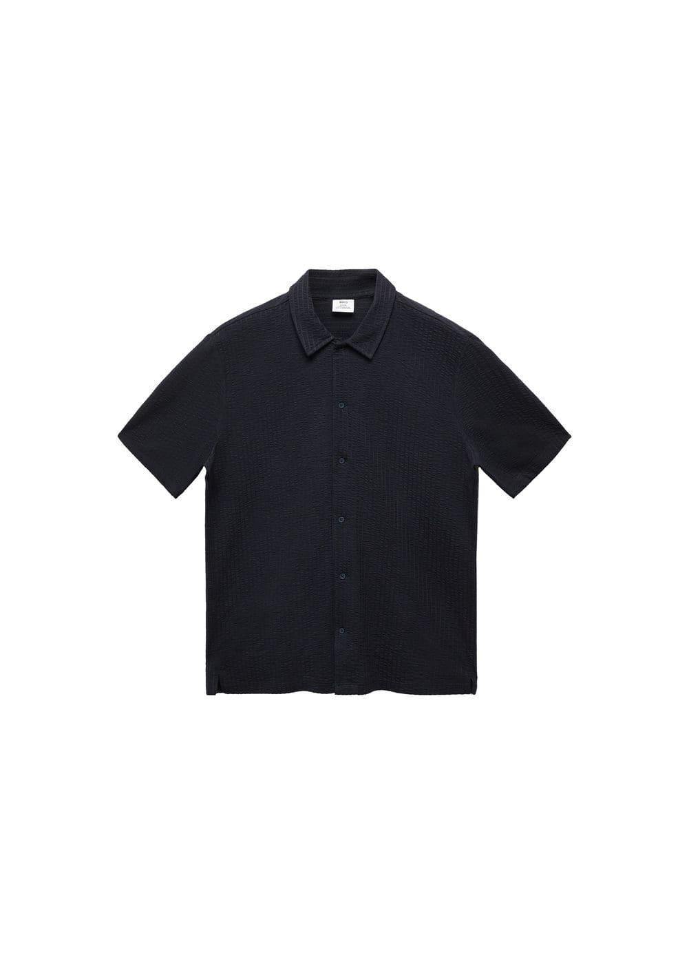 MANGO MAN - Seersucker cotton shirt dark navyMen Product Image