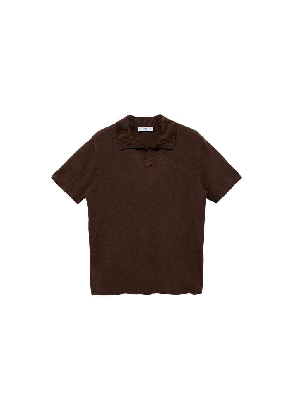 MANGO MAN - Tencel cotton polo shirt with braided knit dark greyMen Product Image