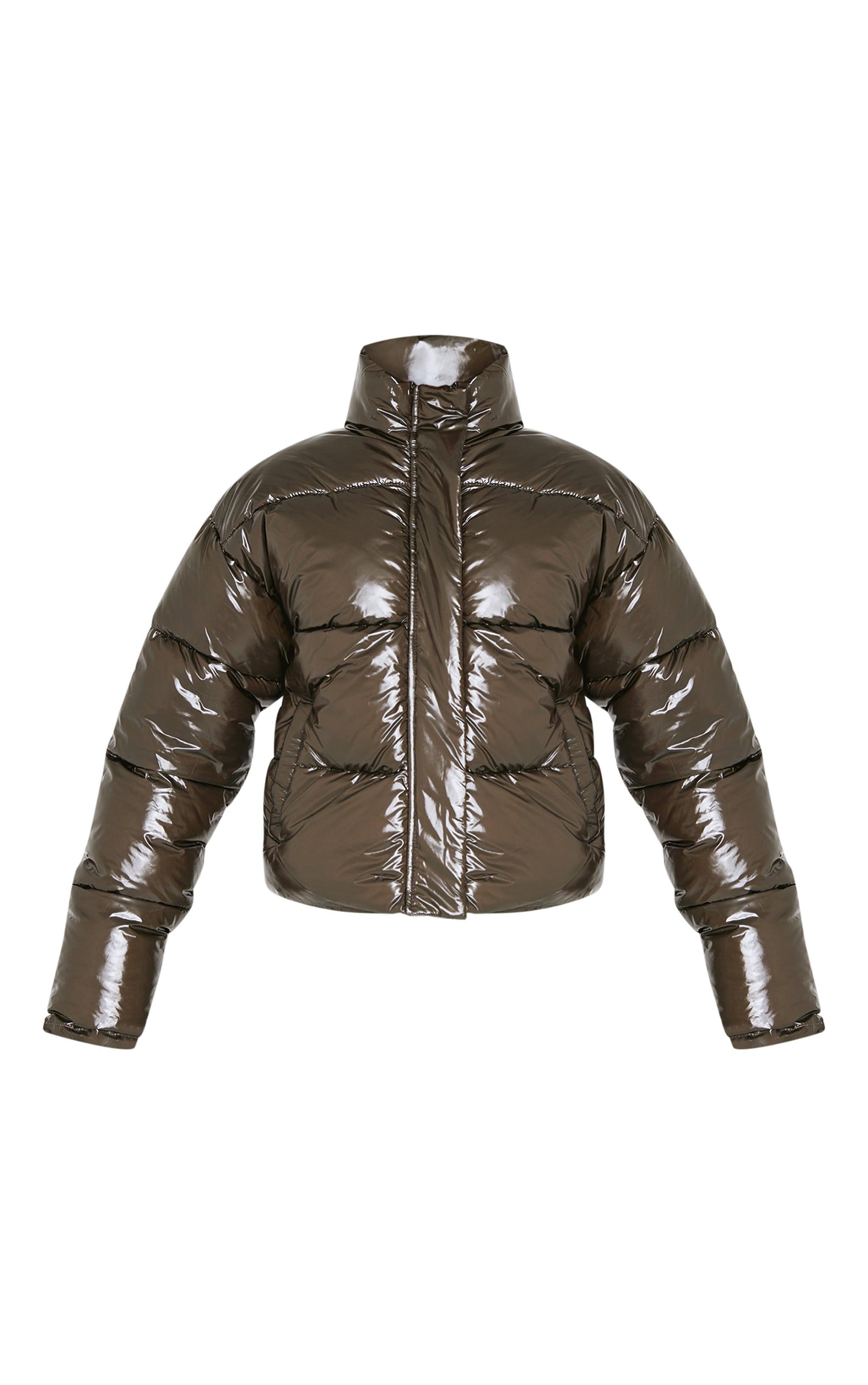 Khaki Quilted High Shine Puffer Product Image