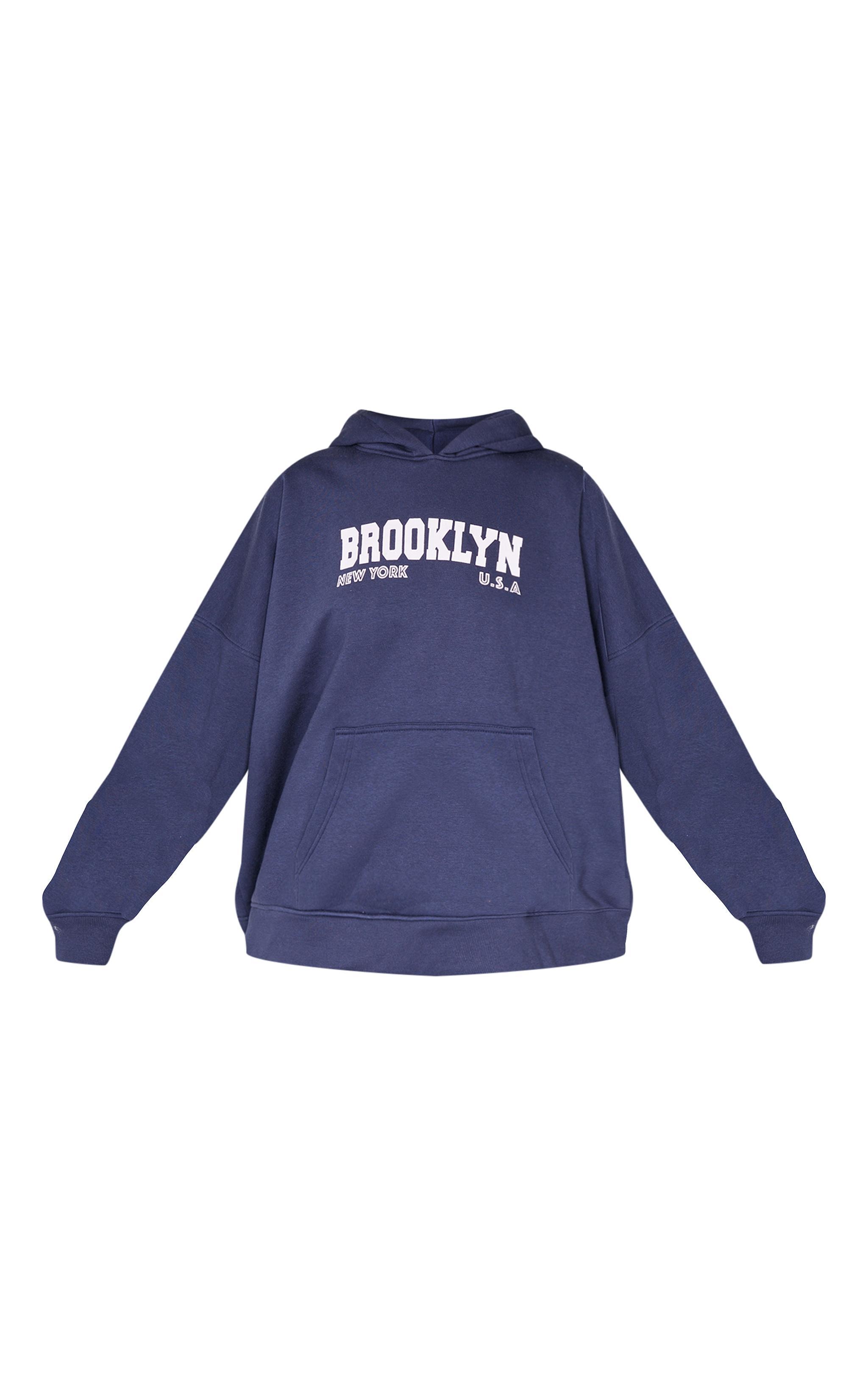 Navy Brooklyn Print Hoodie Product Image