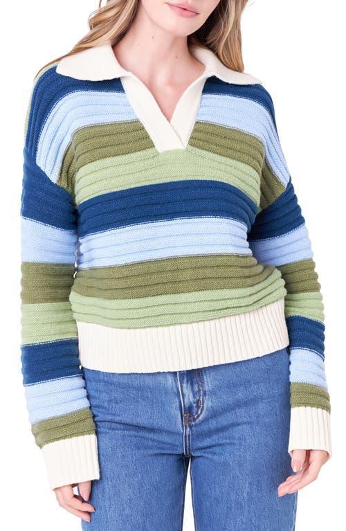 English Factory Rainbow Stripe Polo Sweater Product Image