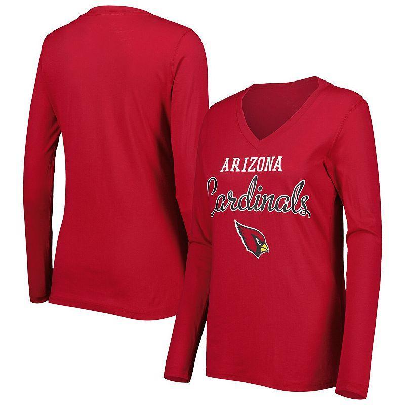 Women's G-III 4Her by Carl Banks Cardinal Arizona Cardinals Post Season Long Sleeve V-Neck T-Shirt Product Image