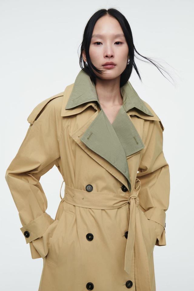 LAYERED DOUBLE-BREASTED TRENCH COAT Product Image