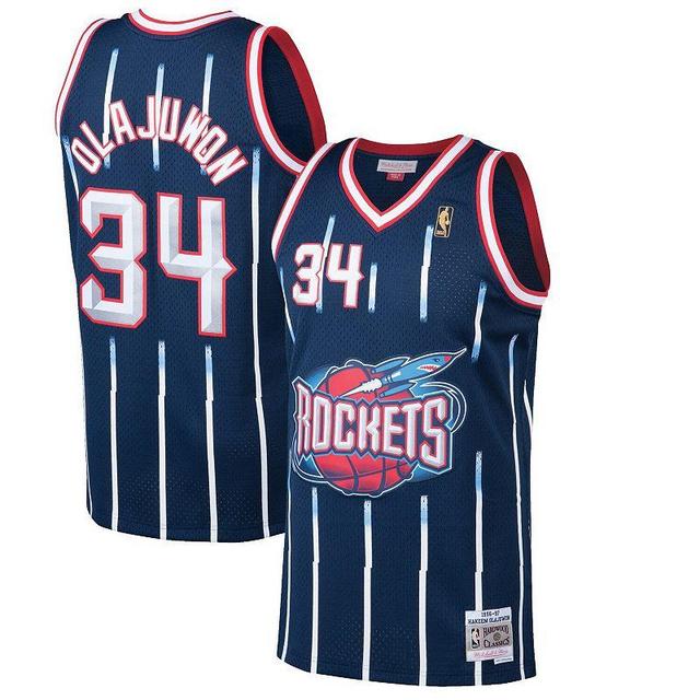 Mens Hakeem Olajuwon Navy Houston Rockets 1996-97 Hardwood Classics Swingman Jersey - Navy Product Image