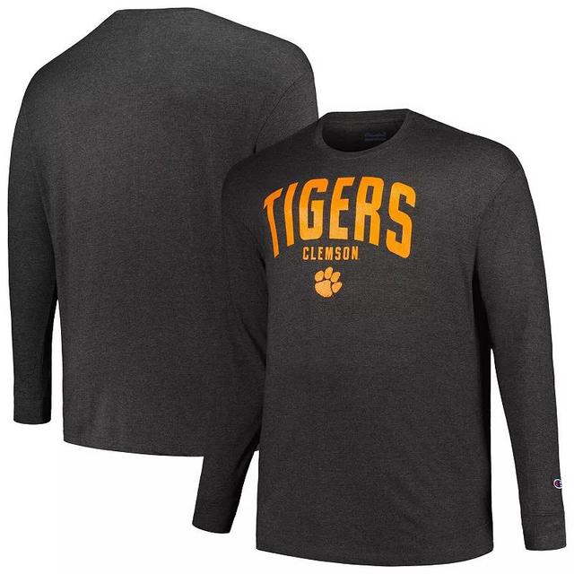 Mens Champion Charcoal Clemson Tigers Big & Tall Arch Long Sleeve T-Shirt Product Image