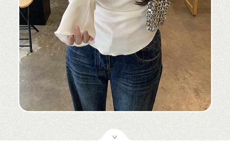 Long-Sleeve Off-Shoulder Butterfly Print T-Shirt Product Image