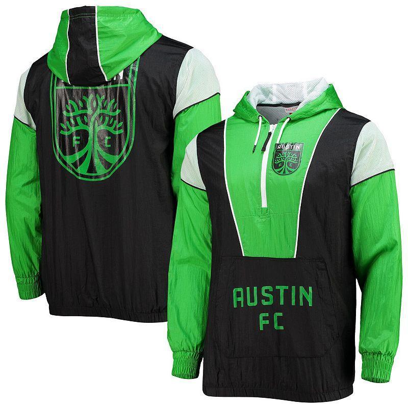 Mens Mitchell & Ness Black Austin FC Highlight Reel Half-Zip Hoodie Windbreaker Jacket Product Image