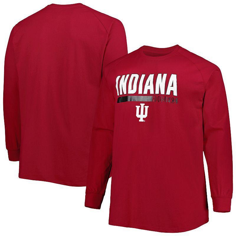 Mens Crimson Indiana Hoosiers Big & Tall Two-Hit Long Sleeve T-Shirt Product Image