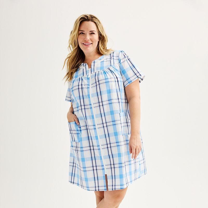 Plus Size Croft & Barrow Woven Zip Robe, Womens Product Image