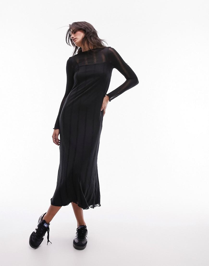 Topshop jersey ladder detail long sleeve maxi dress Product Image