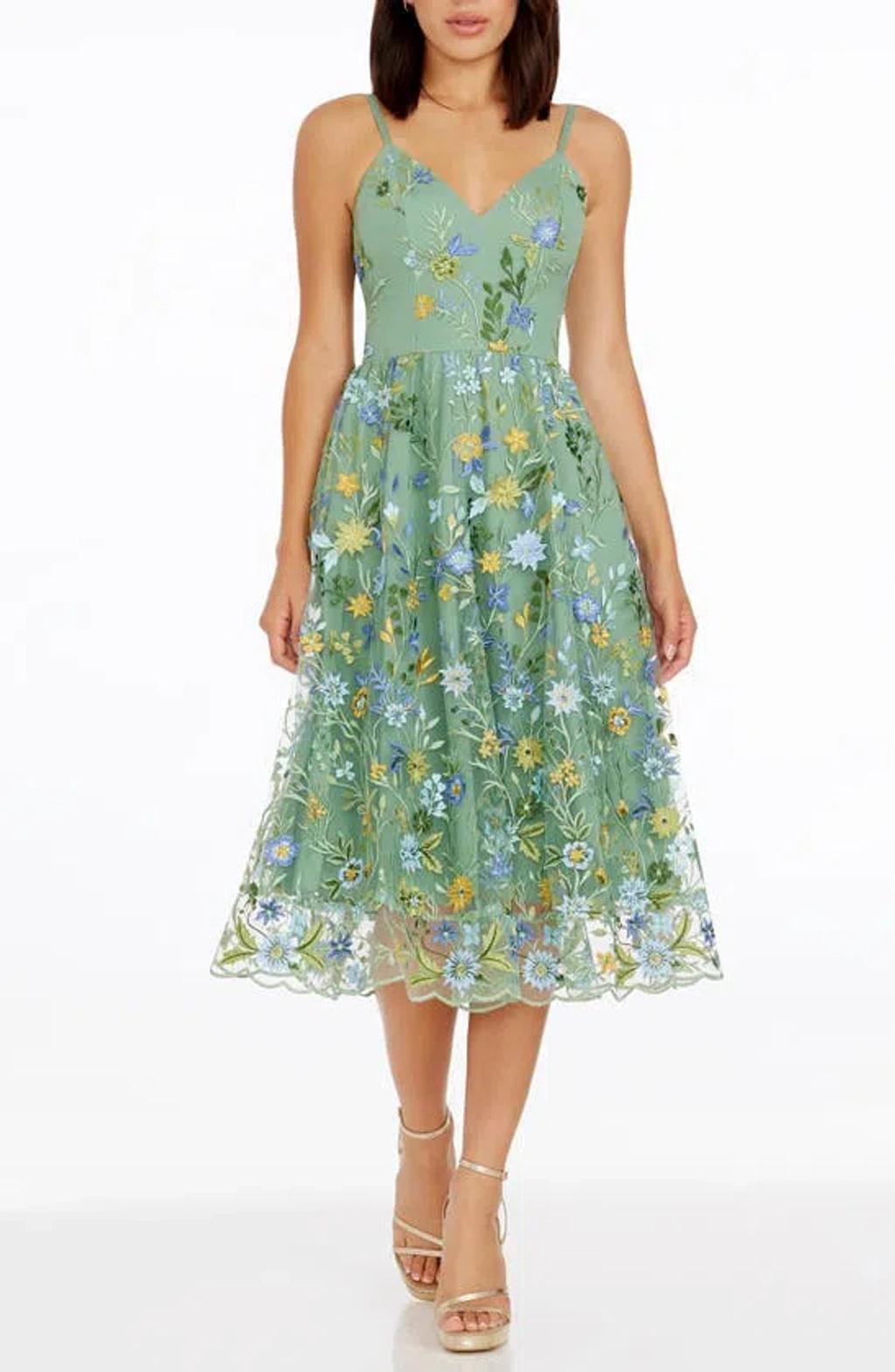 Maren Dress In Sage Multi Product Image