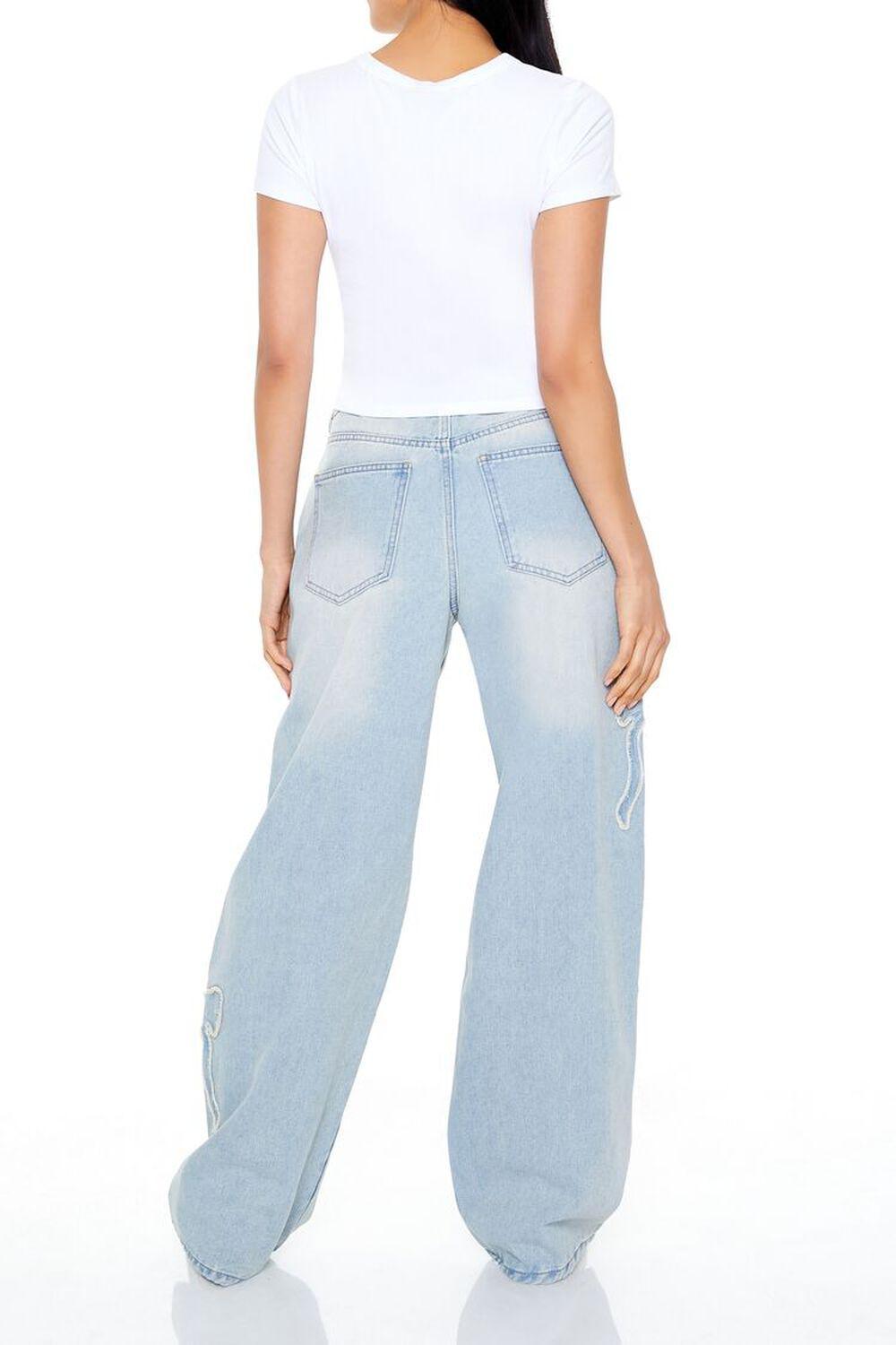 Frayed Bow Mid-Rise Baggy Jeans | Forever 21 Product Image