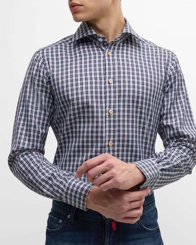 Mens Cotton Plaid-Print Sport Shirt Product Image