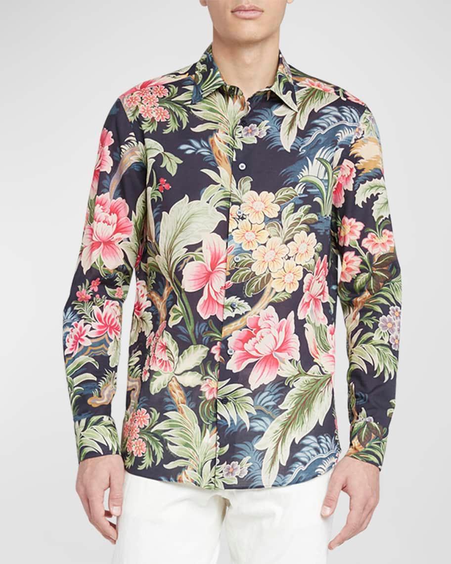 Men's Floral Print Dress Shirt Product Image