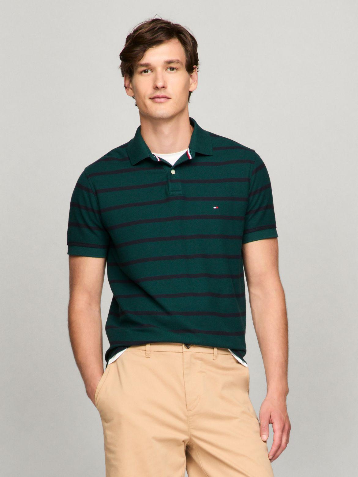 Tommy Hilfiger Men's Stripe Regular Fit Wicking Polo Product Image