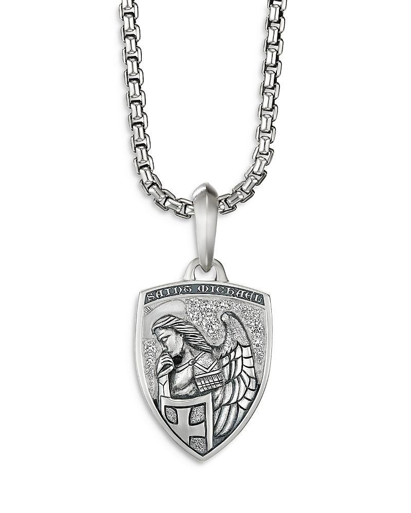 Mens St. Michael Amulet with Pav Diamonds Product Image